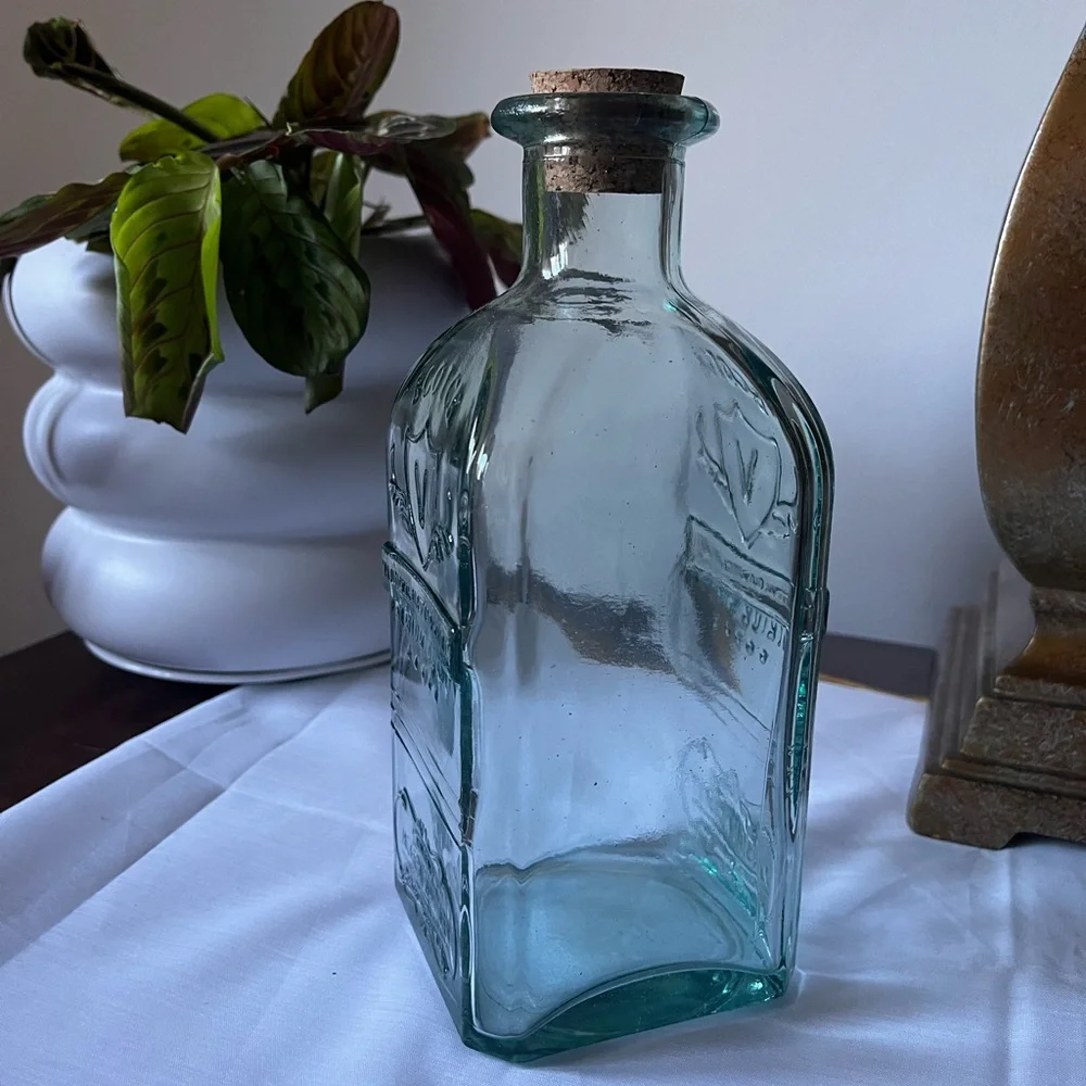 Vintage Inspired Decorative Glass Bottle w/ Cork Stopper